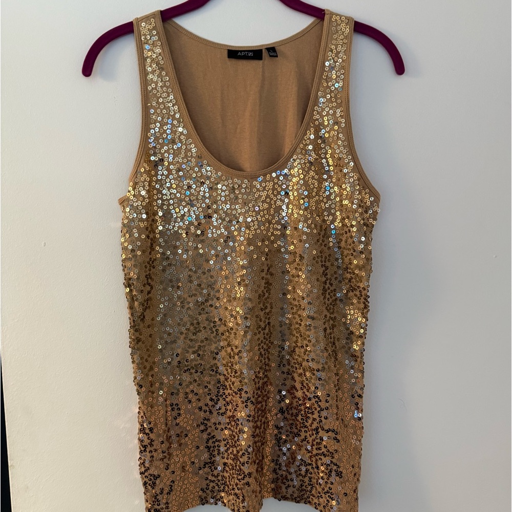 APT 9 Gold Sequin Tank - Size Large